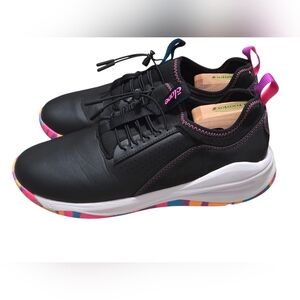 Clove Classic Women’s 11 Men 9.5 Elastic No-Tie Laces Slip  Black/Sunset Pop